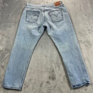 LEVI'S501 CT Jeans Women 36x28 Light Wash Good Distressed‎ Ripped Tapered Custom